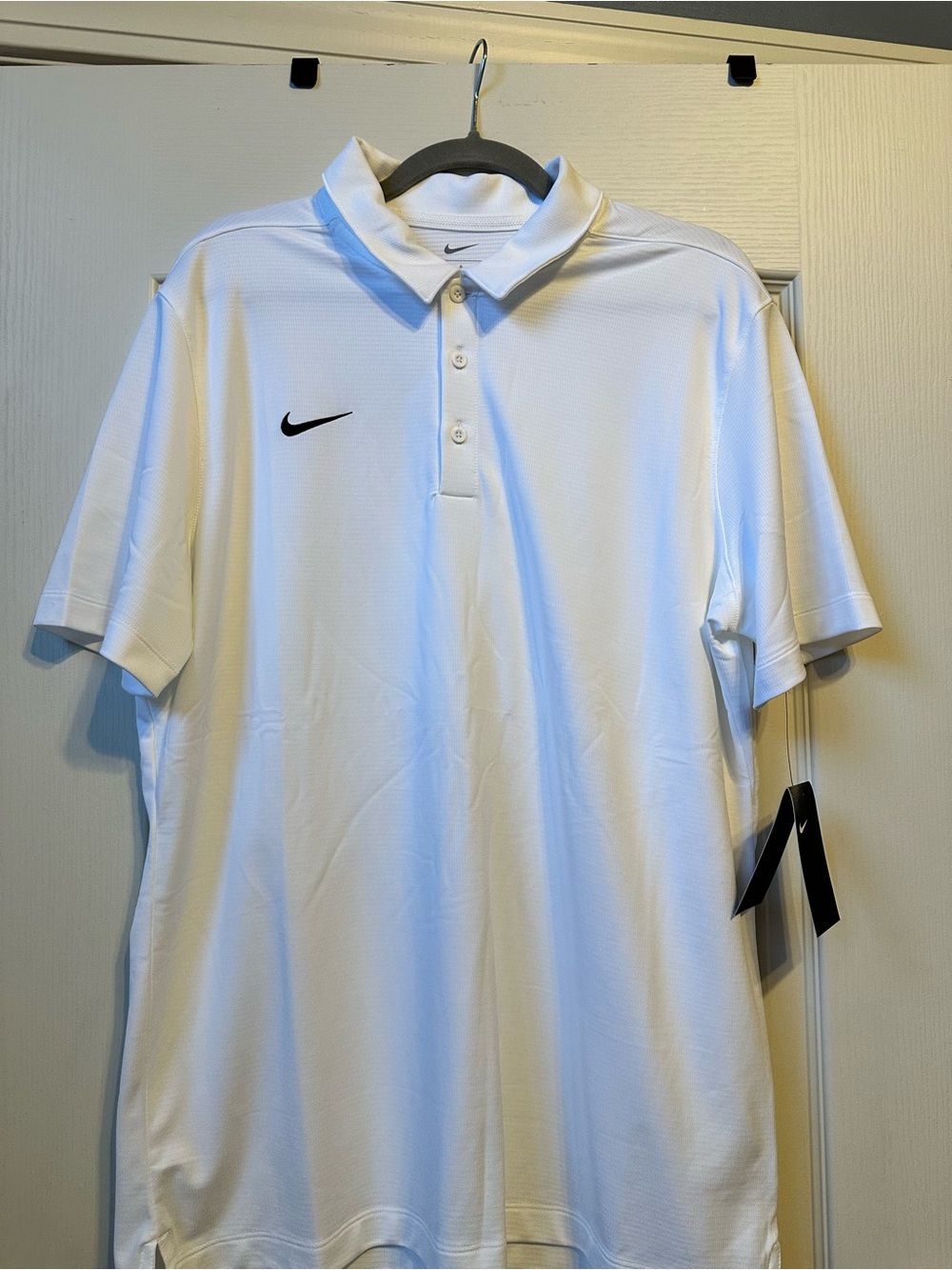 Nike Men’s White Polo with Black Swoosh